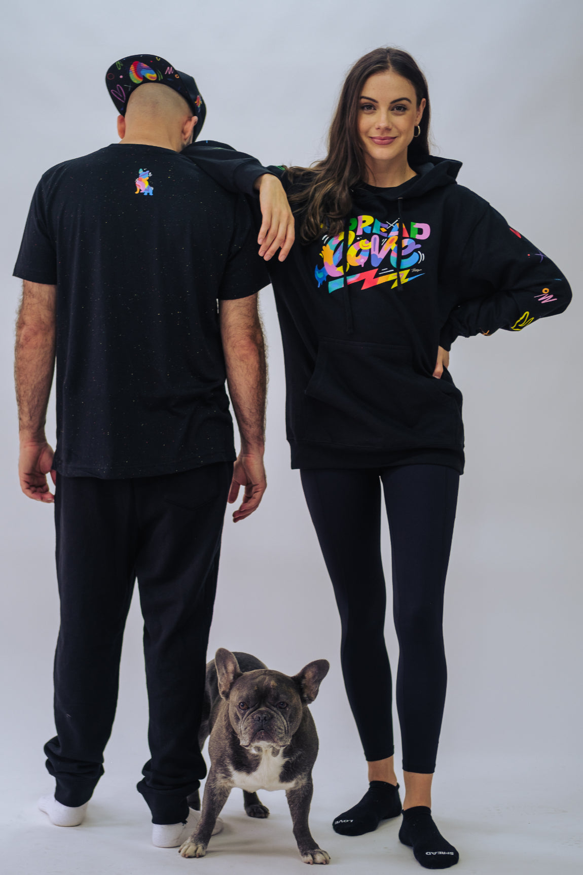 Love is THE VIBE Hooded Sweatshirt with Embellished Arms