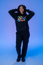 Love is THE VIBE Hooded Sweatshirt with Embellished Arms