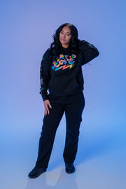 Love is THE VIBE Hooded Sweatshirt with Embellished Arms
