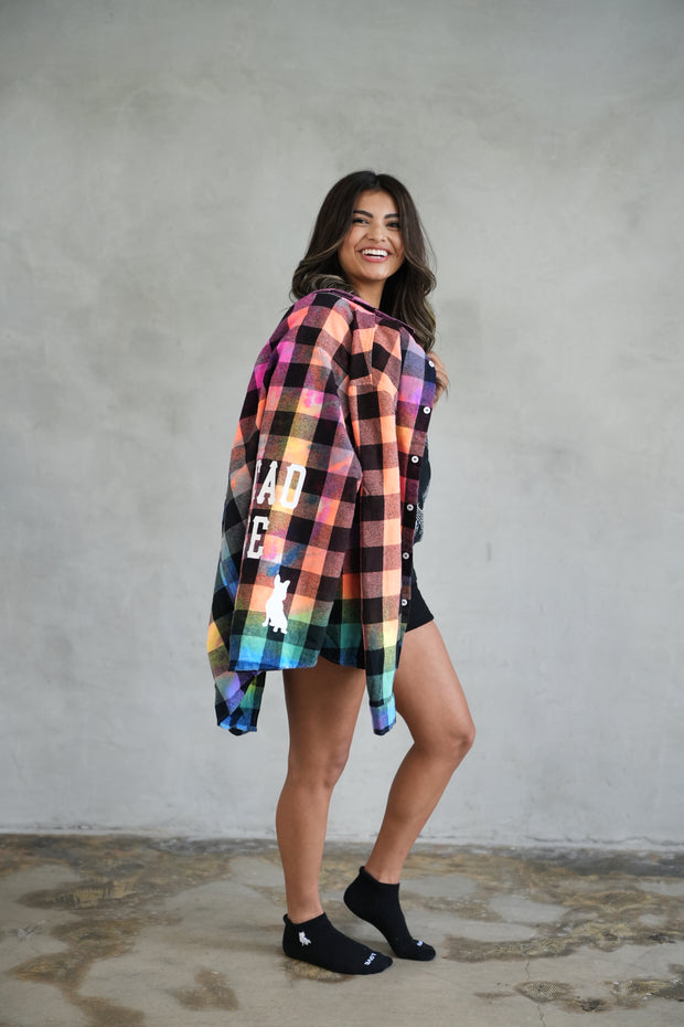 Neon Tie Dye Flannel