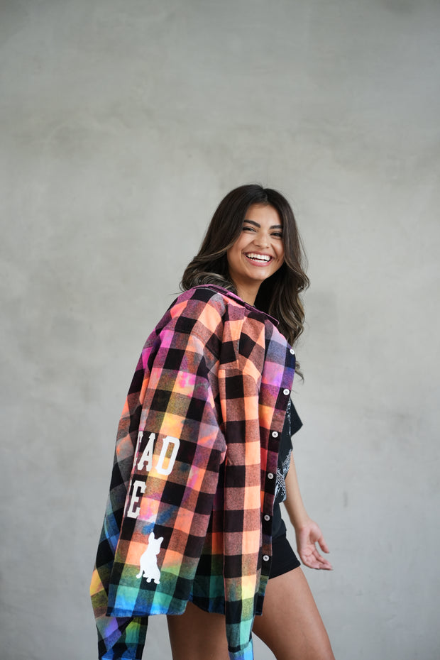 Neon Tie Dye Flannel