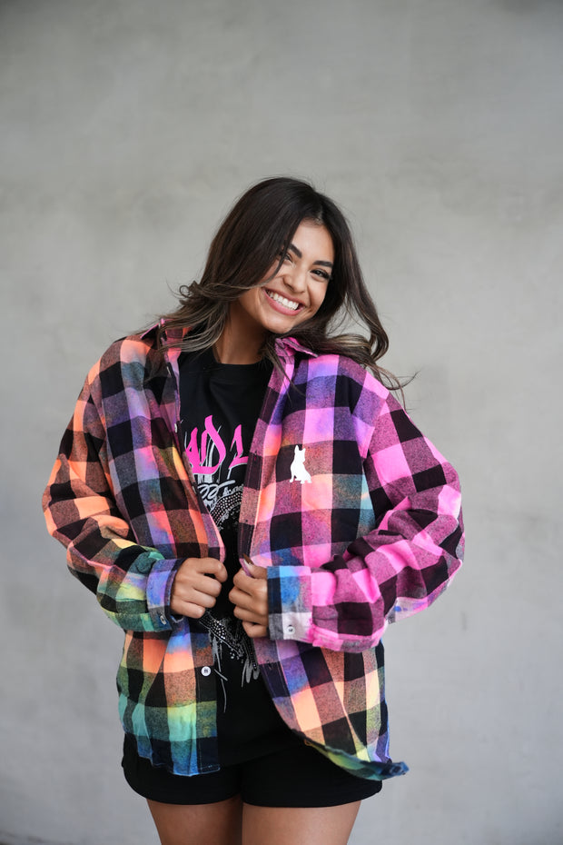 Neon Tie Dye Flannel
