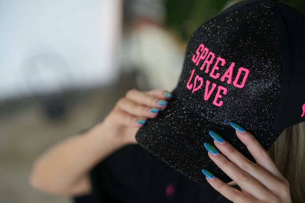 Black & Neon Pink Spread Love Glam Pony Hat