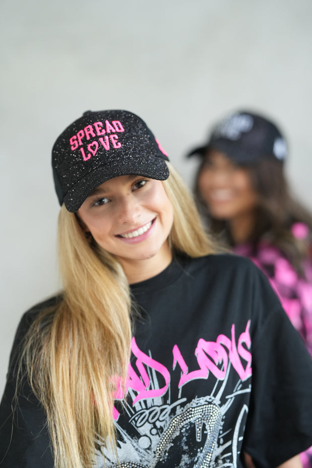 Black & Neon Pink Spread Love Glam Pony Hat