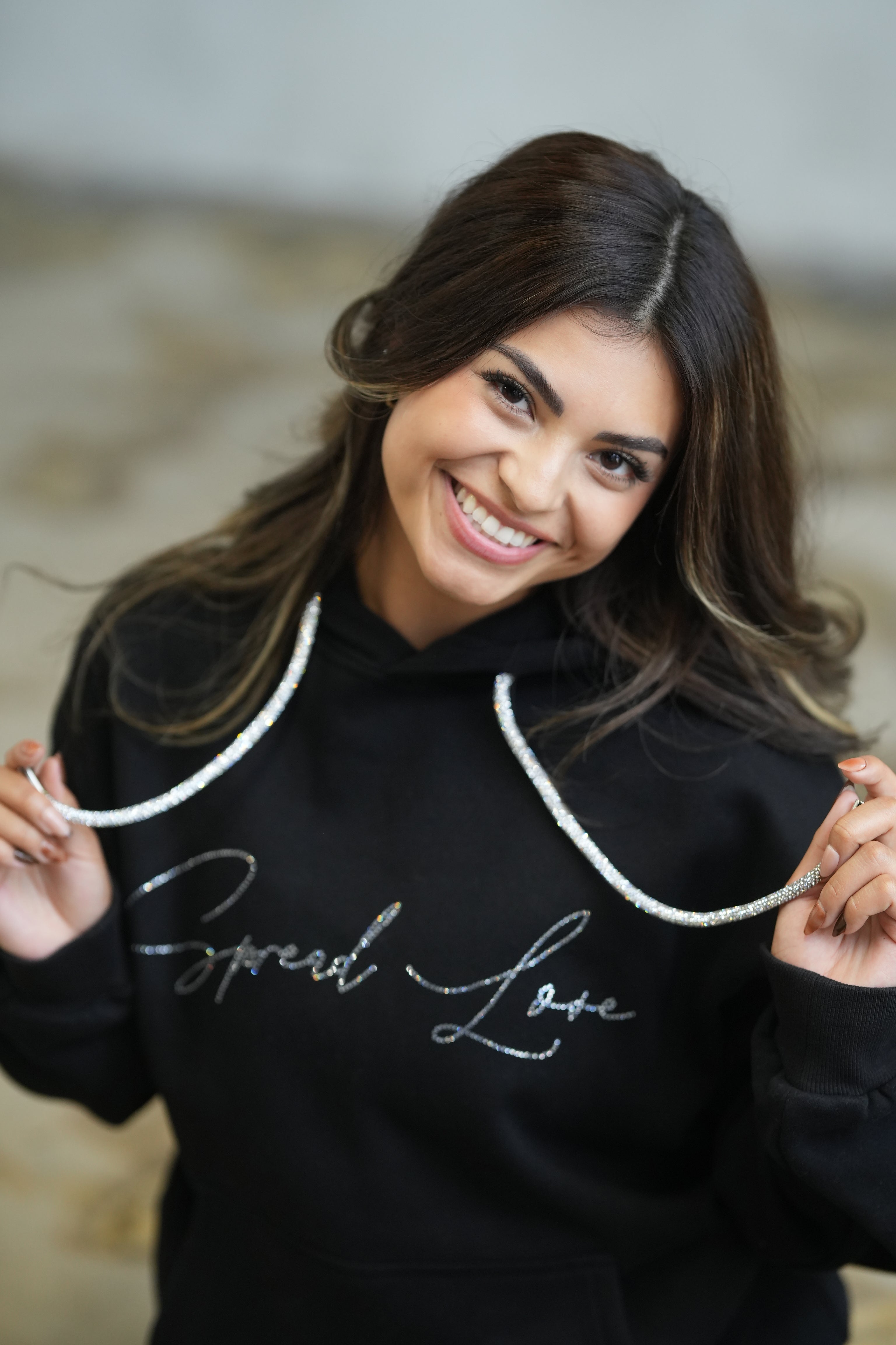CozyCloud Rhinestone Hoodie – Polo Spreads Love