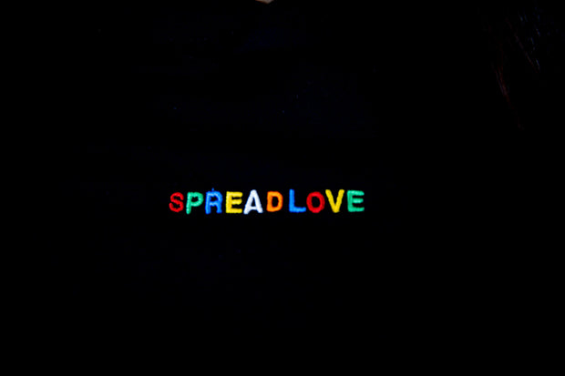 Black & Rainbow Spread Love Minimal Hooded Sweatshirt