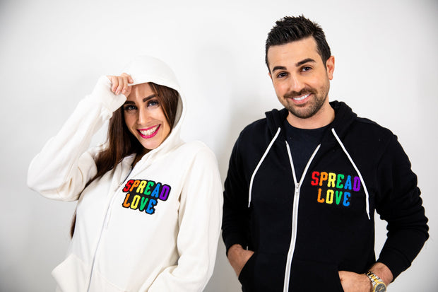 Black Spread Love Rainbow Chenille Zip Up