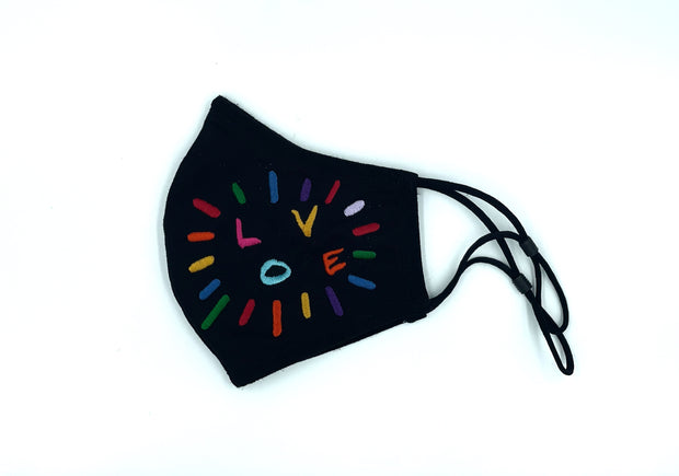 Black Multicolor Spread Love Adjustable Mask