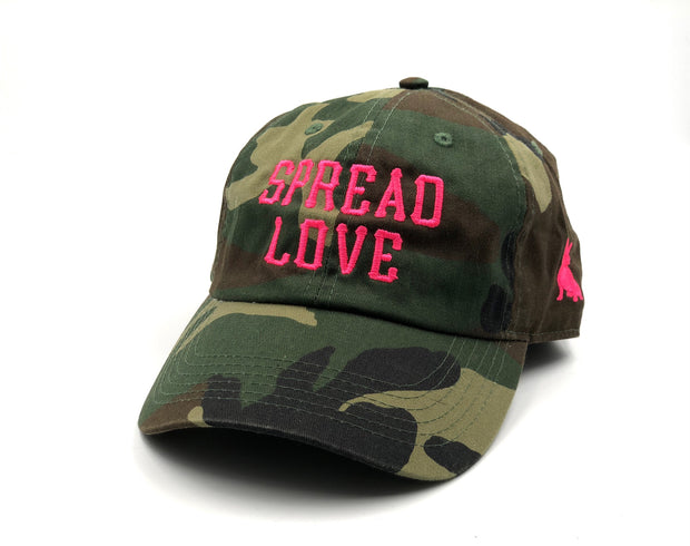 Spread Love Green Camo & Neon Pink Dad Cap
