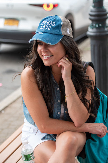 Spread Love Vintage Denim & White Mesh Pony Hat