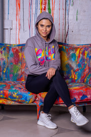 Cropped Spread Love X Jason Naylor Emotionlogo Hooded Sweatshirt- Gray