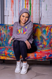 Cropped Spread Love X Jason Naylor Emotionlogo Hooded Sweatshirt- Gray