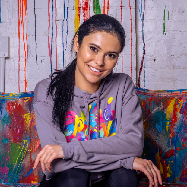 Cropped Spread Love X Jason Naylor Emotionlogo Hooded Sweatshirt- Gray