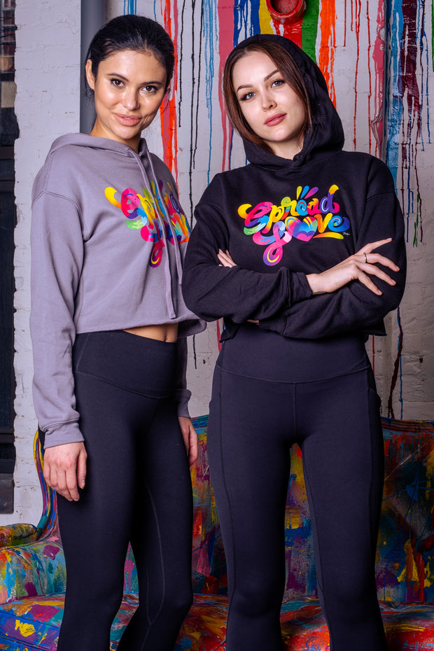 Cropped Spread Love X Jason Naylor Emotionlogo Hooded Sweatshirt- Gray