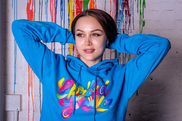 Spread Love X Jason Naylor Emotionlogo Hooded Sweatshirt- Sparkling Aqua
