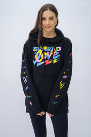 Love is THE VIBE Hooded Sweatshirt with Embellished Arms