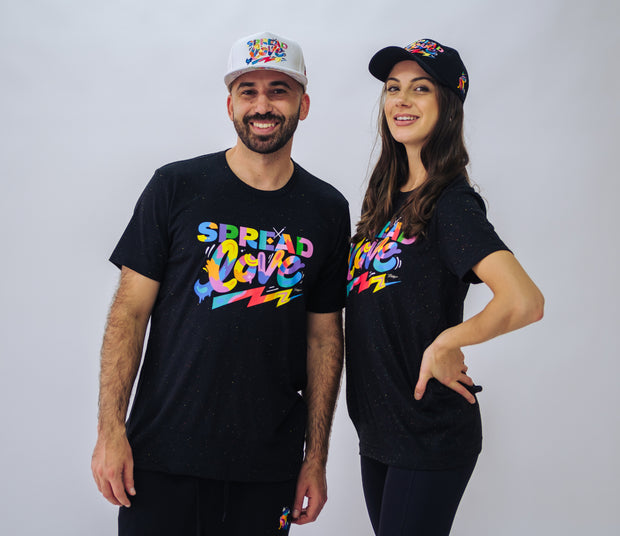 Love is THE VIBE Speckled Tee in black