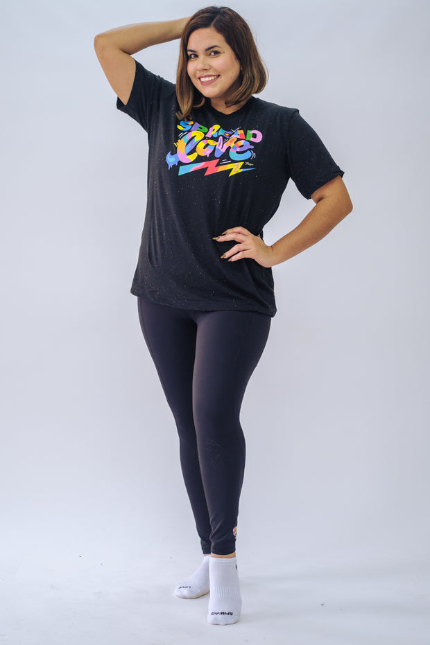 Love is THE VIBE Speckled Tee in black