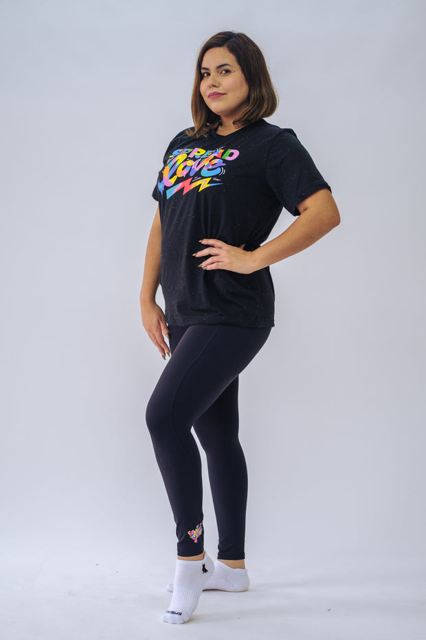Love is THE VIBE Speckled Tee in black