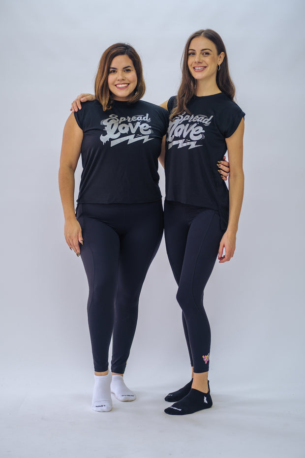 Spread Love Muscle Tee in Black