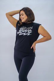 Spread Love Muscle Tee in Black