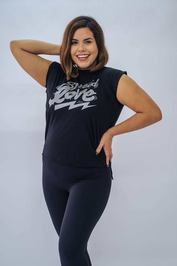 Spread Love Muscle Tee in Black