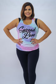 Cotton Candy Spread Love Tie Dye Racerback Tank