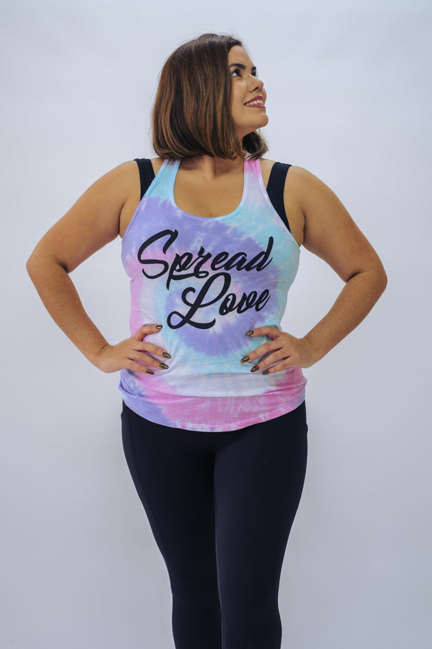 Cotton Candy Spread Love Tie Dye Racerback Tank