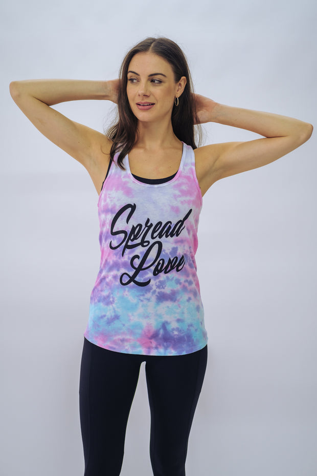 Cotton Candy Spread Love Tie Dye Racerback Tank