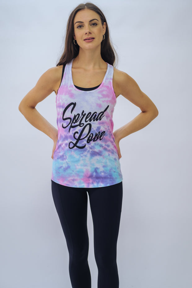 Cotton Candy Spread Love Tie Dye Racerback Tank