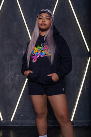 Spread Love Minimalist Black Tie Dye Beanie in Fire Noir