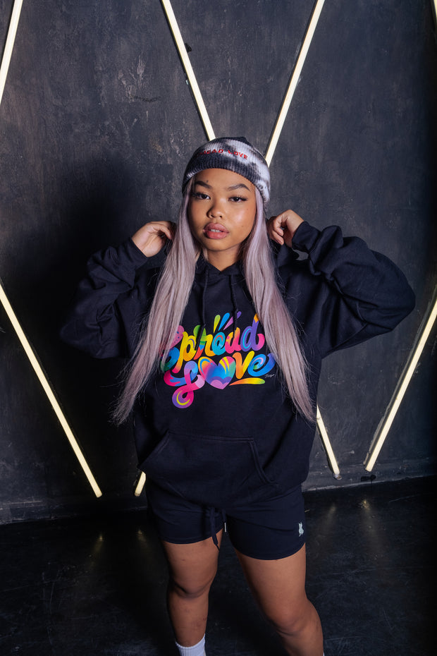 Spread Love Minimalist Black Tie Dye Beanie in Fire Noir