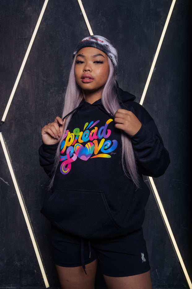 Spread Love Minimalist Black Tie Dye Beanie in Fire Noir