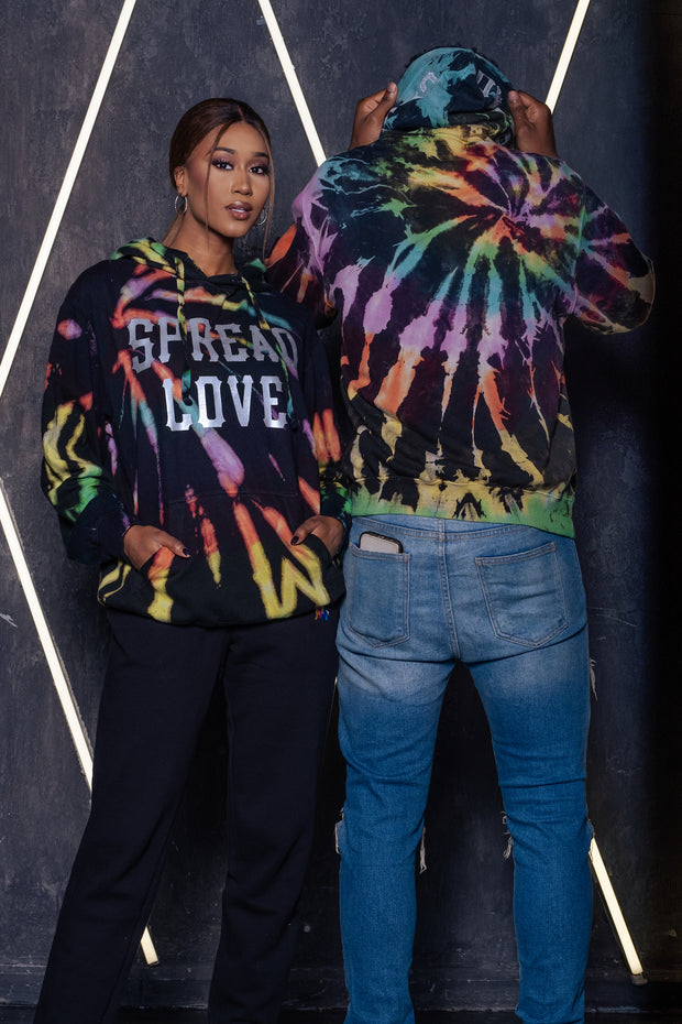 Galaxy Opal SPREAD LOVE Tie Dye Hooded Sweatshirt