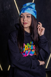 Spread Love Minimalist Tie Dye Beanie in Azure Blue