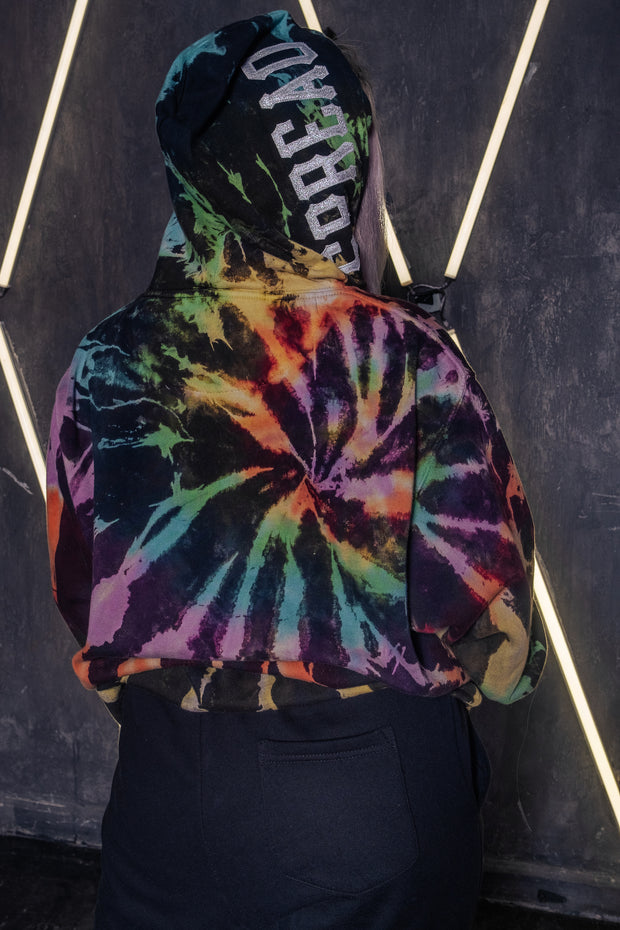 Handcrafted Galaxy Opal Spread Love Tie Dye Hooded Sweatshirt