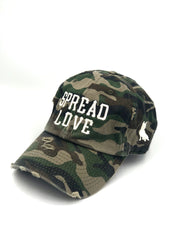 Spread Love Green Camo Vintage Dad Cap