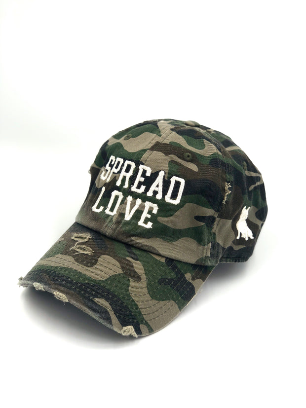 Spread Love Green Camo Vintage Dad Cap