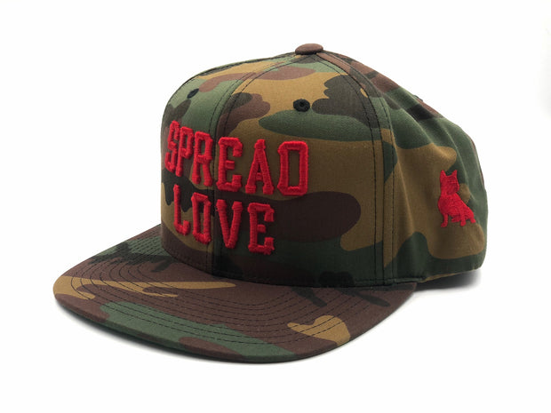 Spread Love Green Camo & Red Snapback