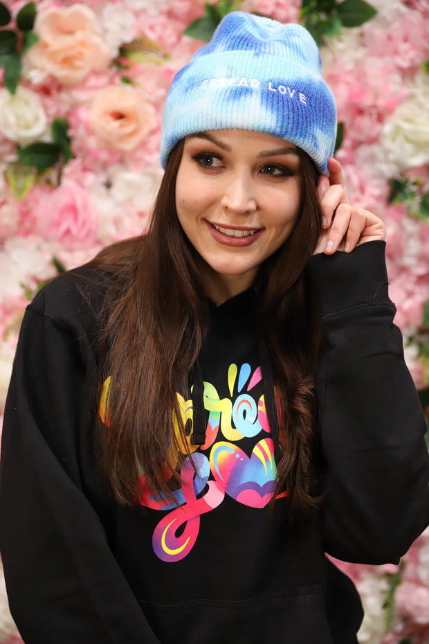 Spread Love Minimalist Tie Dye Beanie in Azure Blue