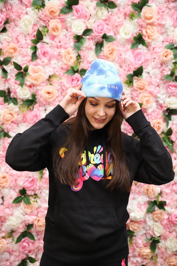 Spread Love Minimalist Tie Dye Beanie in Azure Blue