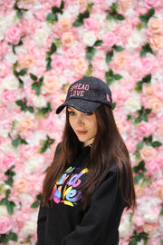 Black & Neon Pink Spread Love Glam Pony Hat - Mesh