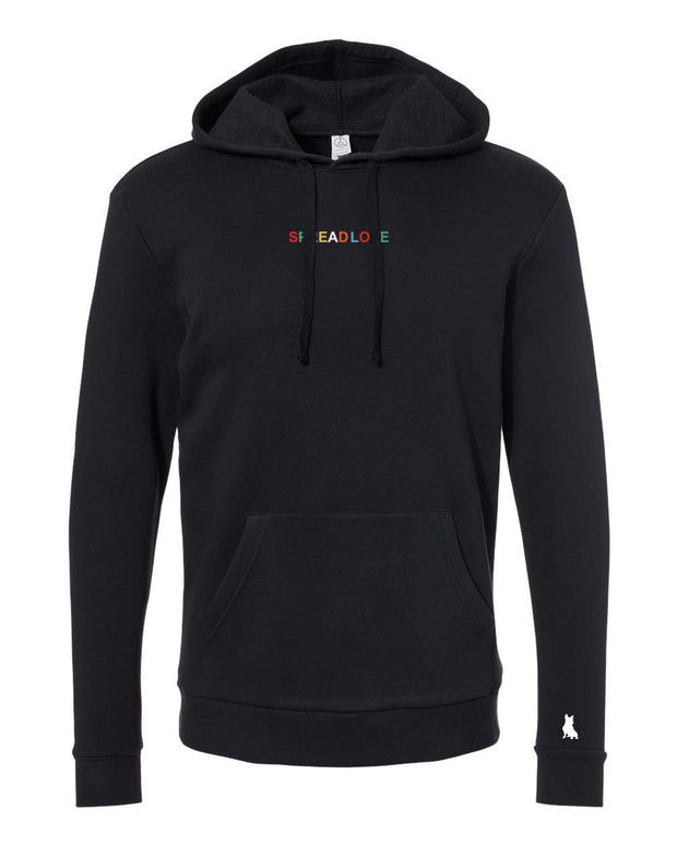 Black & Rainbow Spread Love Minimal Hooded Sweatshirt