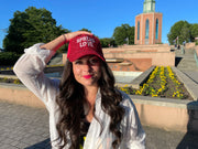 Red & White Spread Love Glam Pony Hat - Mesh
