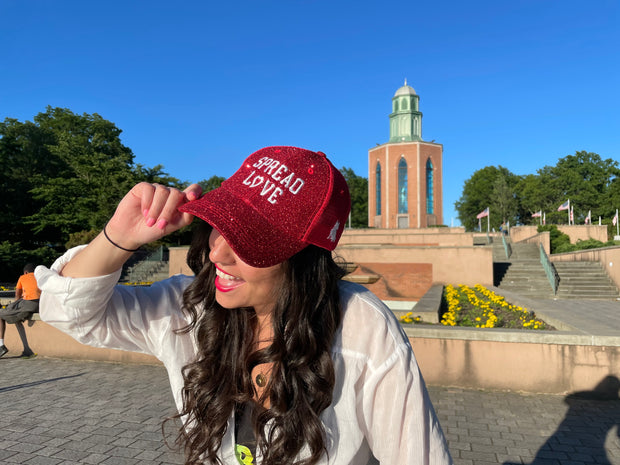 Red & White Spread Love Glam Pony Hat - Mesh