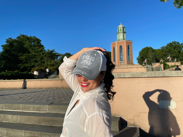 Silver & White Spread Love Glam Pony Hat