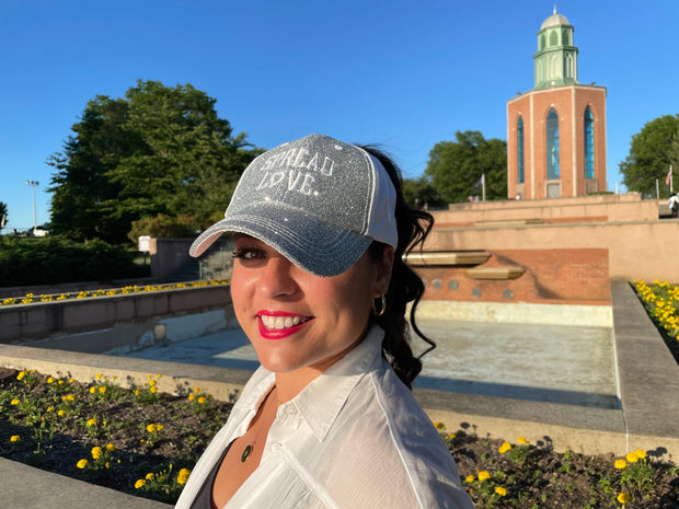 Silver & White Spread Love Glam Pony Hat