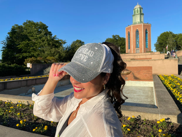 Silver & White Spread Love Glam Pony Hat