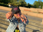 Black & Neon Pink Spread Love Glam Pony Hat - Mesh
