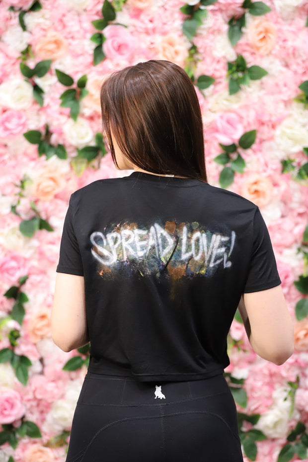 Spread Love Art Festival Black Cropped Tee Shirt 1 of 18
